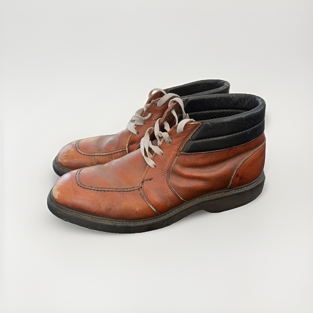 Men's Vintage Redwing Chukka Boots Brown Patina Leather Lace Up Size 10